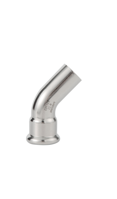 45 Degree Elbow with One Plain End Stainless Steel M Profile Press Fittings