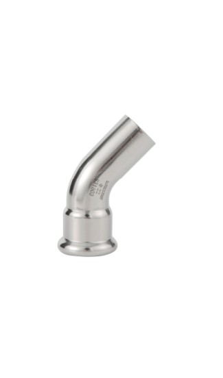 45 Degree Elbow with One Plain End Stainless Steel M Profile Press Fittings